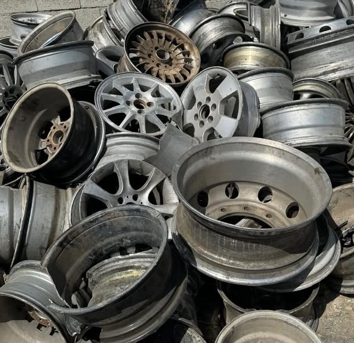 Pile of scrap wheel rims